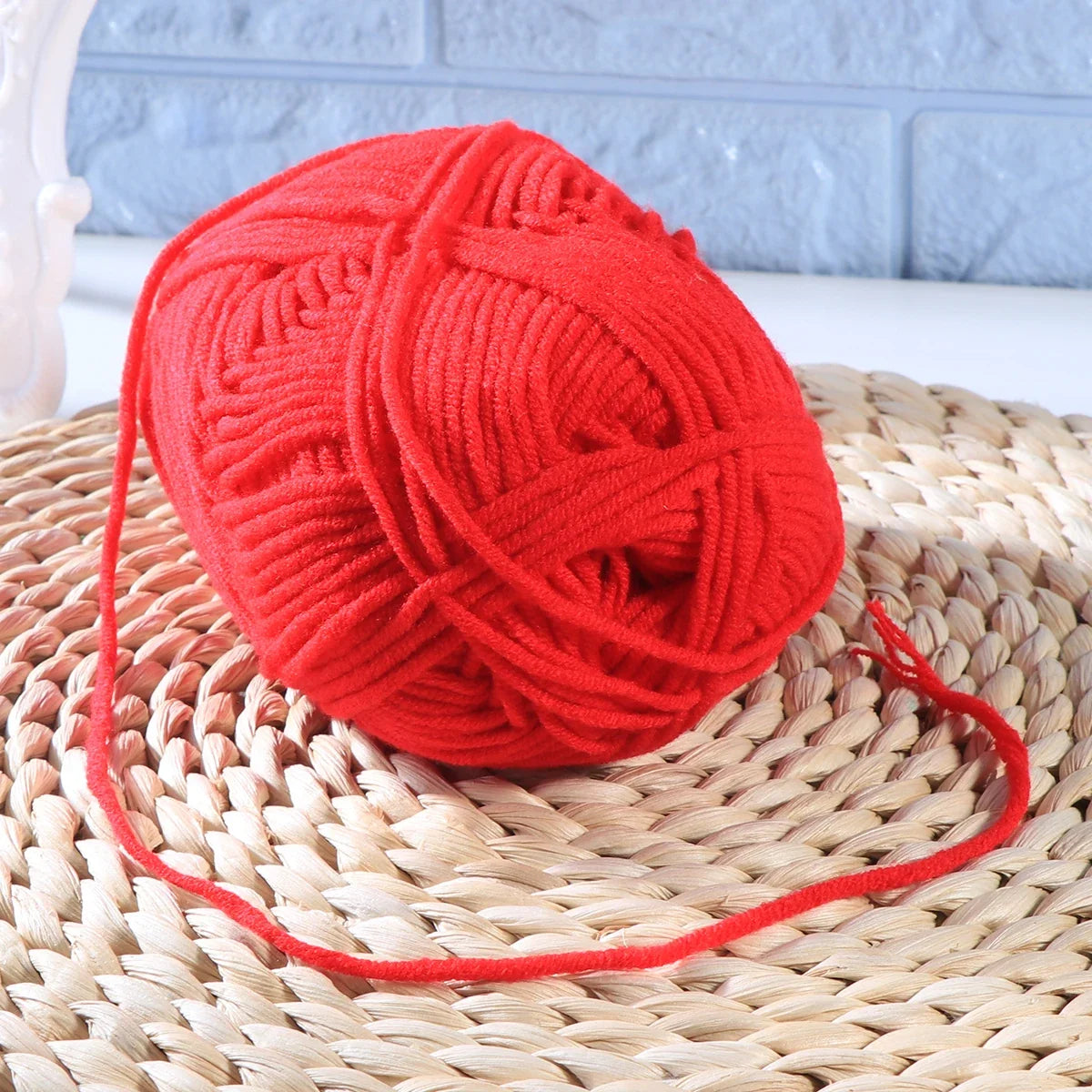 Red Milk Wool Yarn Cotton Chunky Hand Woven Crochet Knitting Warm