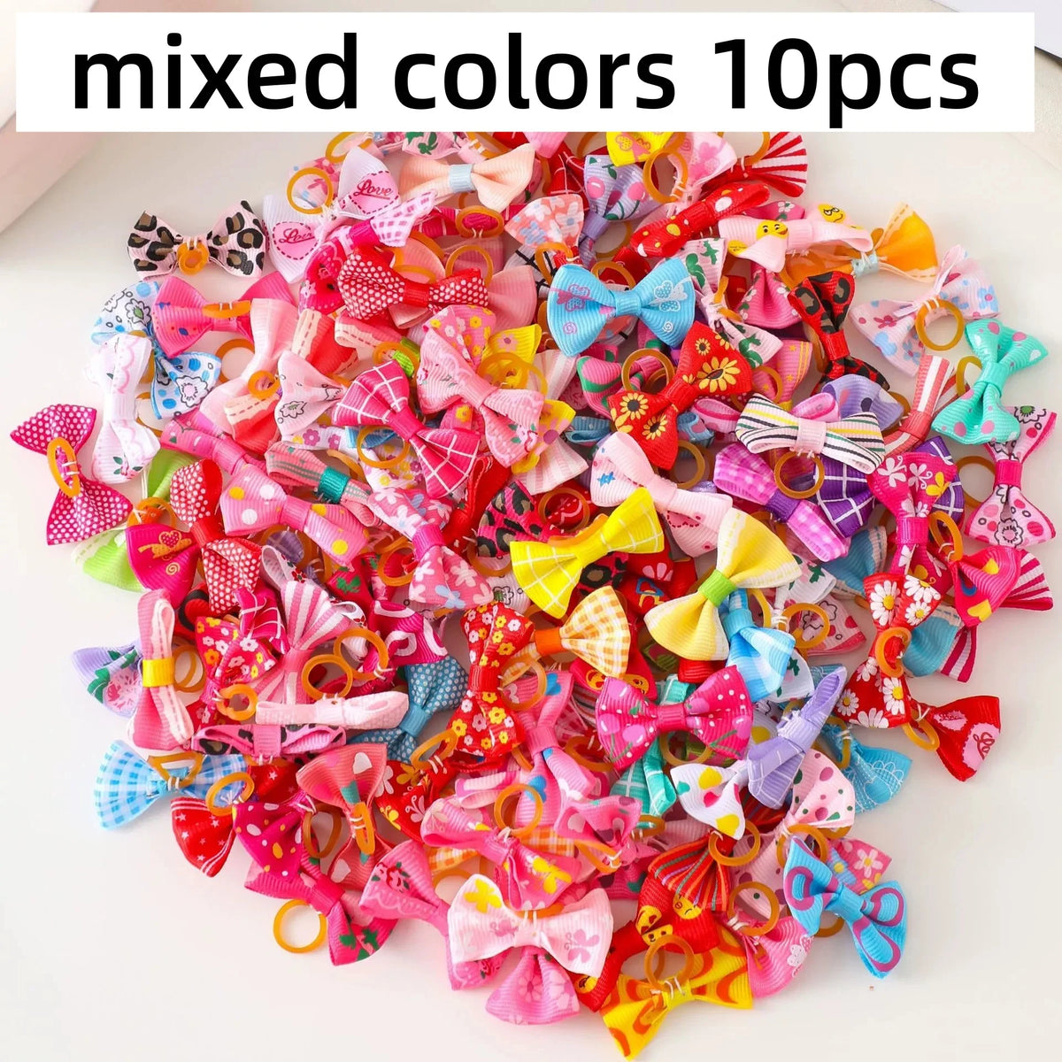 10-Pack Cute Puppy Bow Hair Accessories for Dogs & Cats