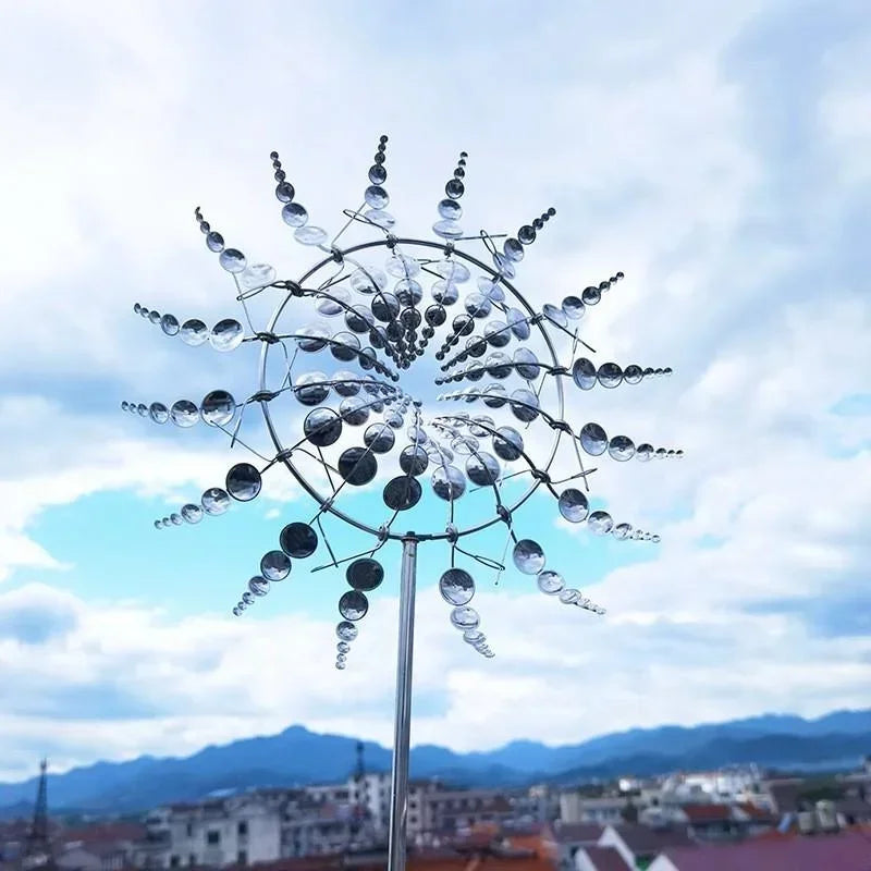 Metal Garden Windmill Wind Spinner – Rotating Outdoor Sculpture