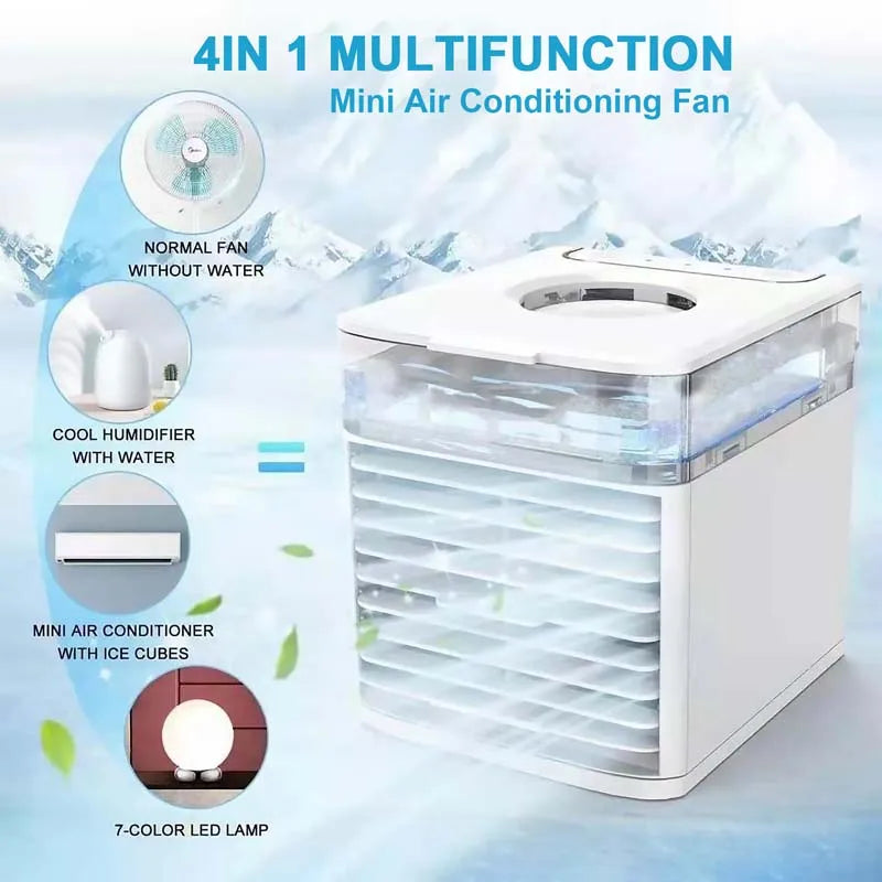 Portable USB Desktop Air Cooler Fan with Mist & Night Light