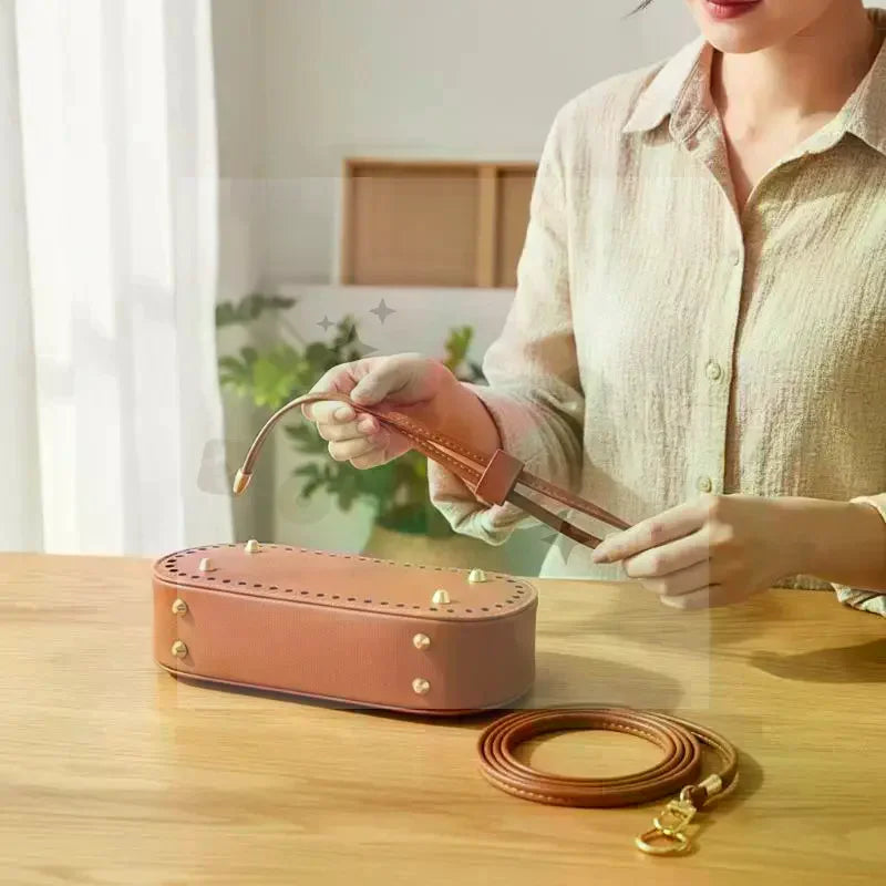 Crochet Handbag DIY Kit – PU Leather Bag Base, Strap & Chain