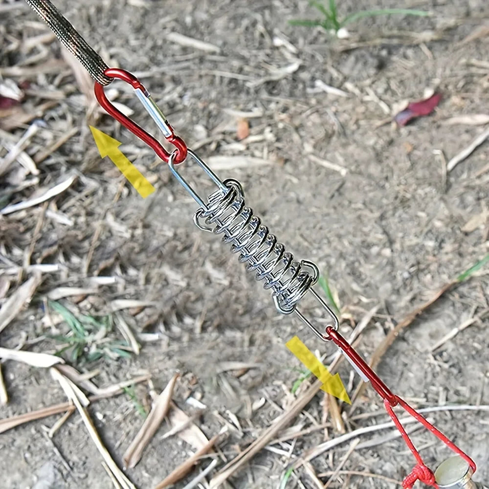 Stainless Steel Tent Tensioner Spring Buckle & Carabiner Clips