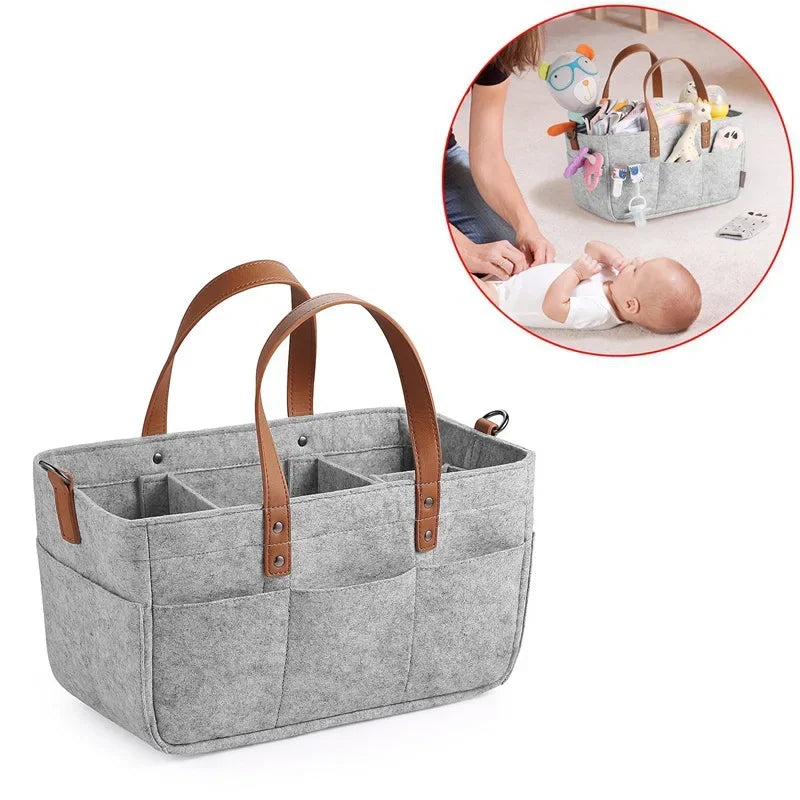 Baby Felt Nursery Organizer Diaper Caddy Basket with Handle