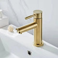 Brushed Gold Solid Brass Single Handle Bathroom Basin Faucet