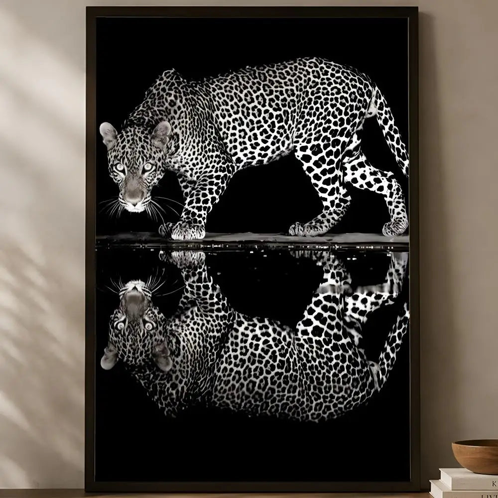 Black & White Leopard Self-Stick Wall Art Poster | Waterproof