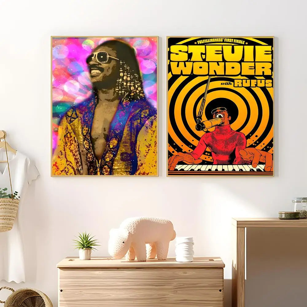 Stevie Wonder HD Waterproof Wall Poster PVC Sticker | Music Décor