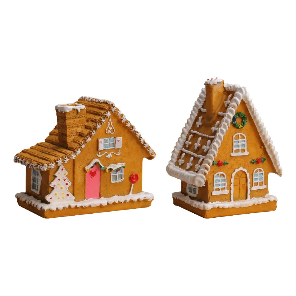 Christmas Resin Small Houses Micro-landscape LED Illuminated House