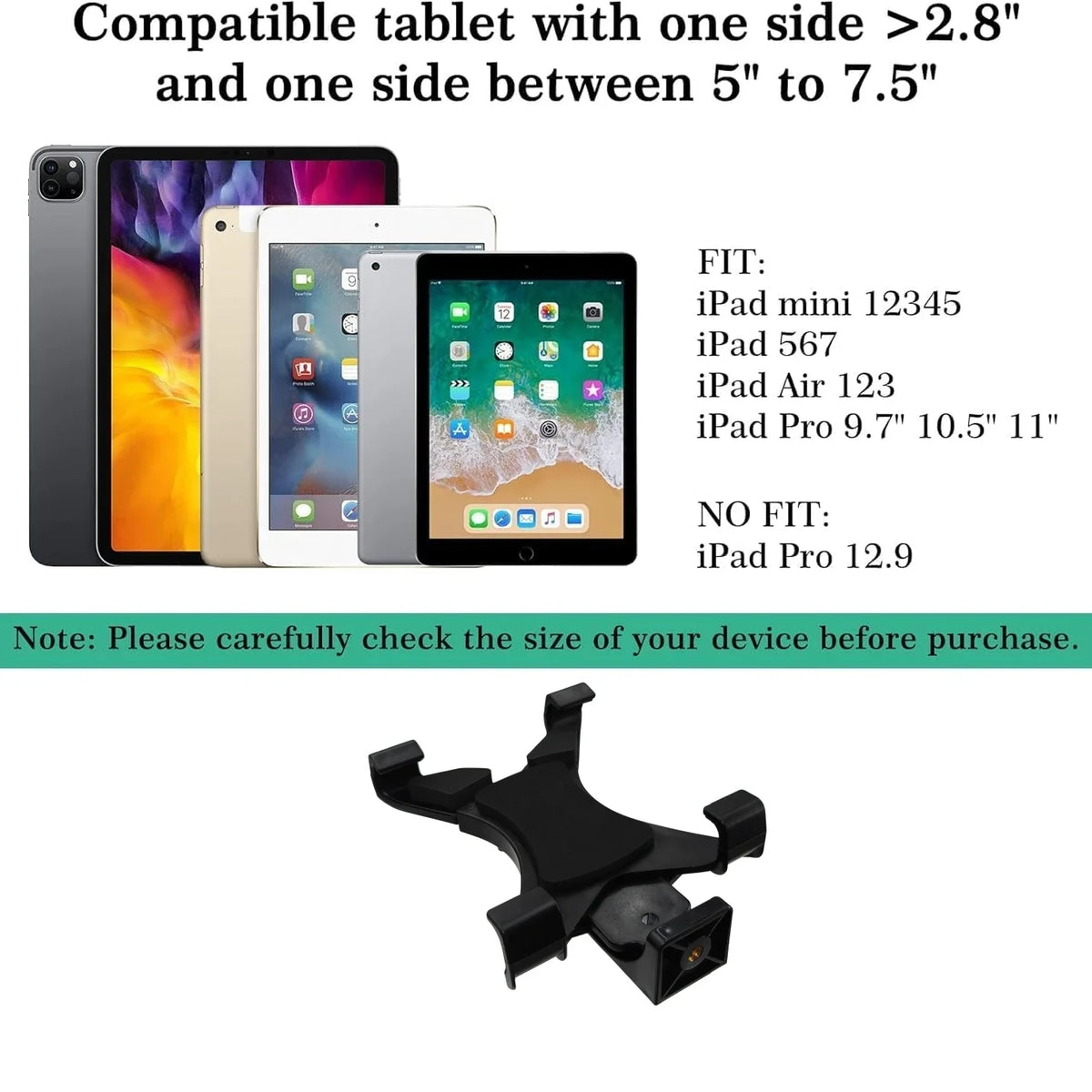 Universal Tablet Tripod Mount Clamp with 1/4" Thread | iPad & Galaxy