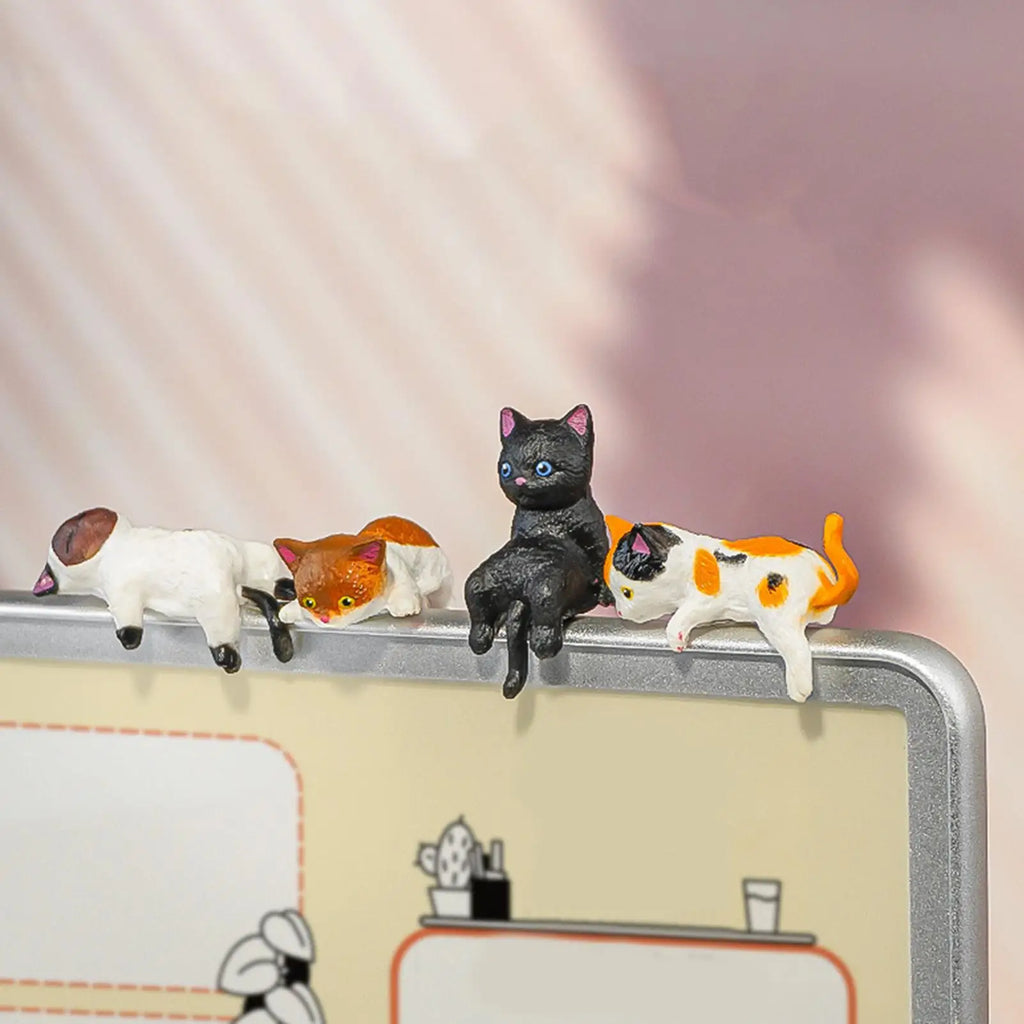 10-Piece Mini Cat Figurines Set – Dashboard & Desk Decor