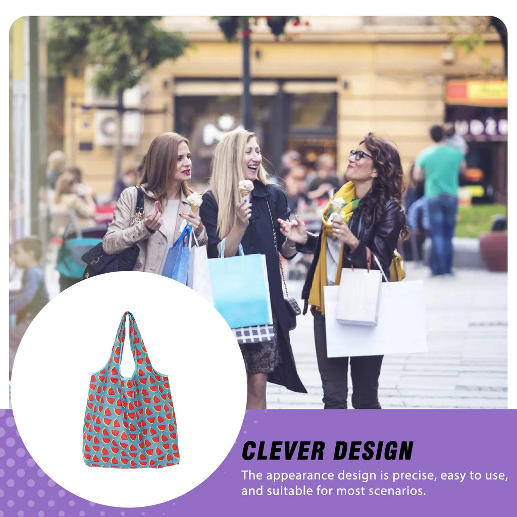 Foldable Reusable Grocery Tote Bag – Floral Fruit Print