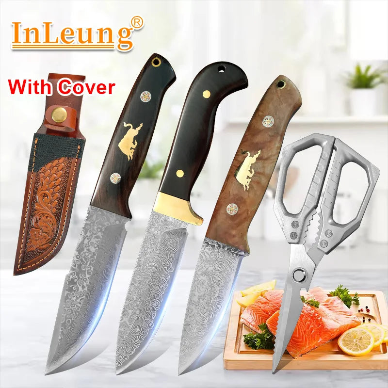 Damascus VG10 Steel Kitchen Knife – Wood Handle | InLeung