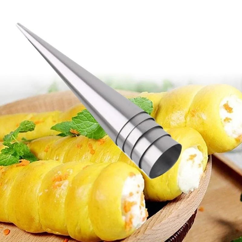 Lot Baking Cones Stainless Steel Spiral Croissant Tubes Horn Bread
