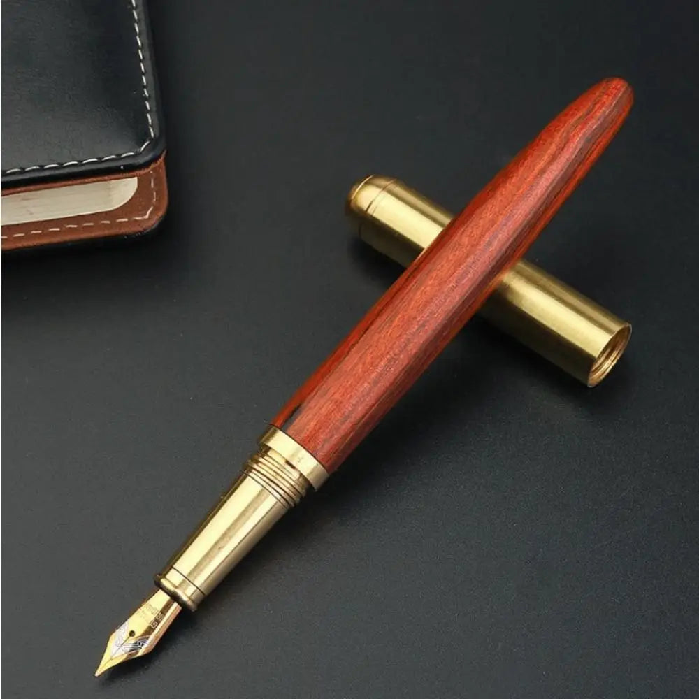 Wood & Brass Fountain Pen – 0.7mm Calligraphy Signature Pen