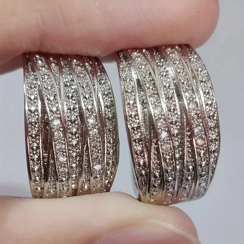 Huitan Cubic Zirconia Hoop Earrings – Silver Fashion Jewelry