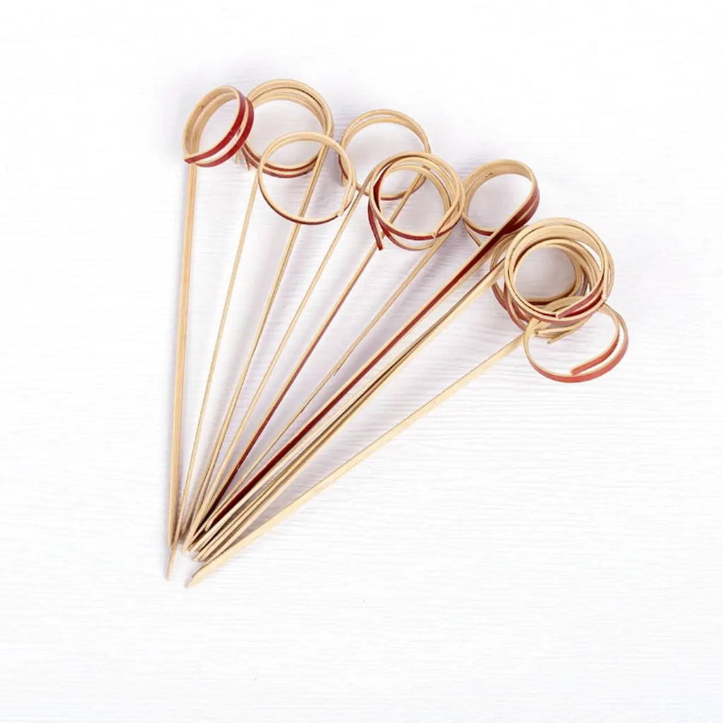 Bamboo Cocktail Picks & Appetizer Skewers 100 Pcs | Ring Loop