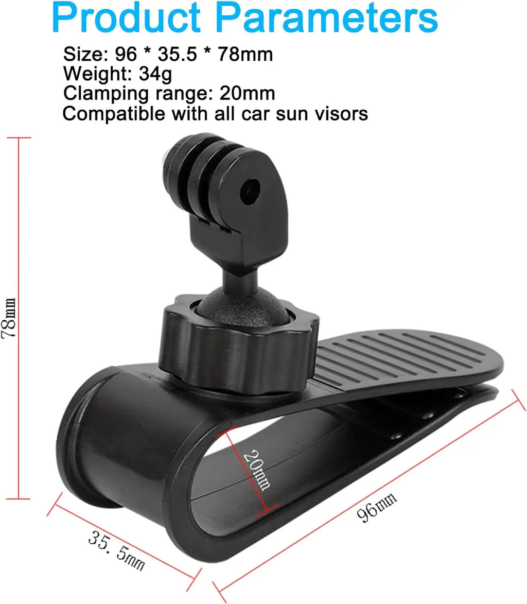Car Sun Visor Mount for GoPro, Insta360 & DJI Osmo
