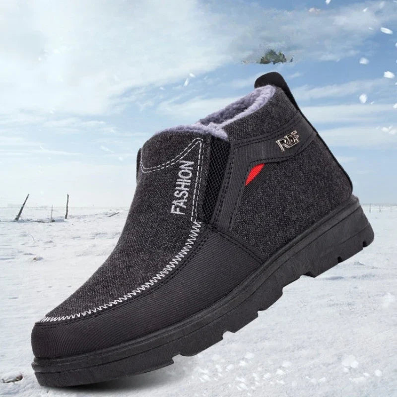 Men's Waterproof Plush Snow Boots – Anti-Slip Ankle Winter
