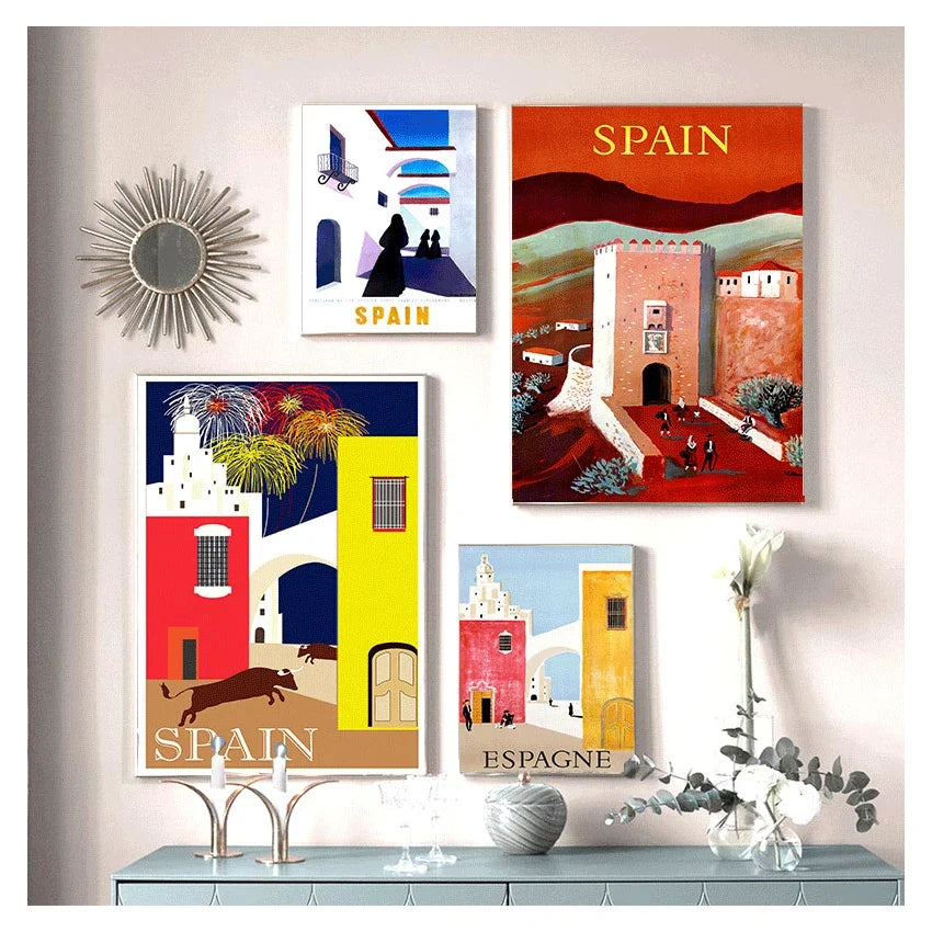Travel to Spain Vintage Canvas Wall Poster | Pop Art Print