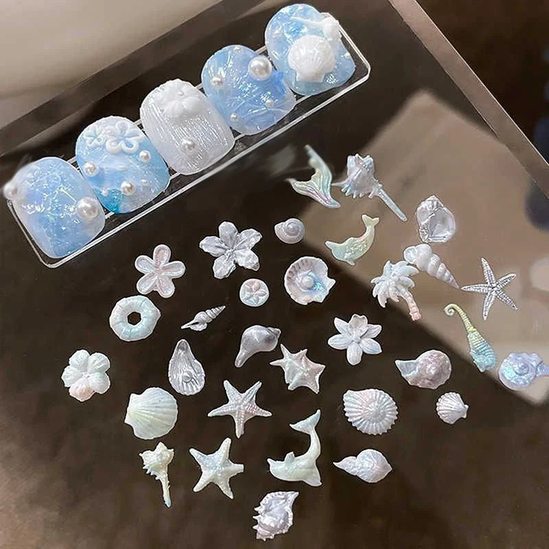 3D Silicone Nail Art Mold – Lily, Starfish & Seashell Design