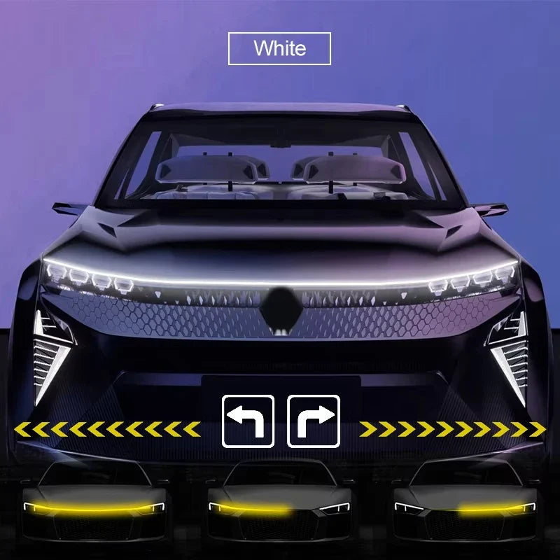 12V LED Car Hood DRL Light Strip with Turn Signal & Scan Effect