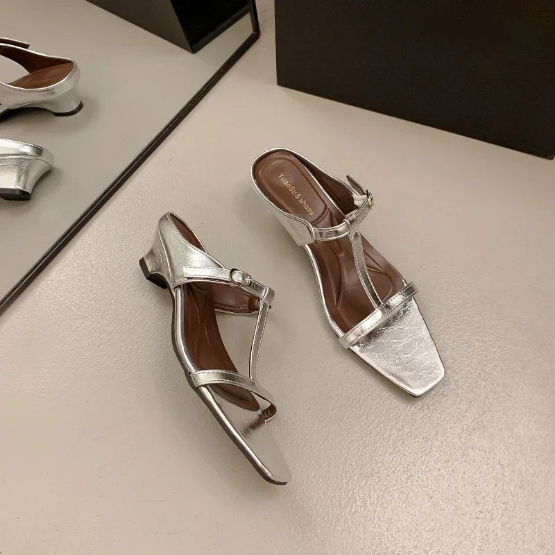 Women's T-Strap Gladiator Sandals | Open Toe Block Heel