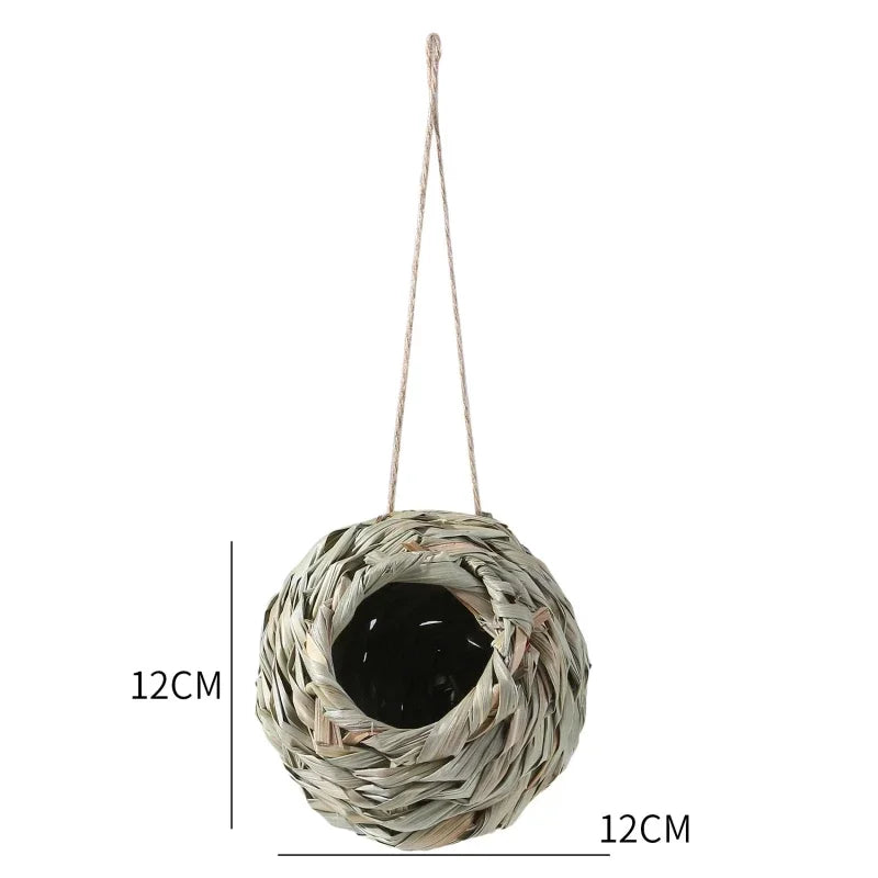 Handwoven Reed Grass Hanging Bird Nest House | Natural Birdhouse