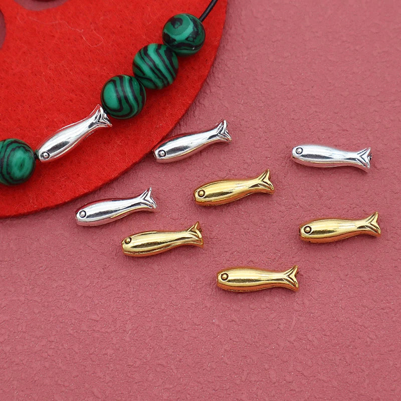10Pcs Gold Fish Spacer Beads – Stainless Steel DIY Charms