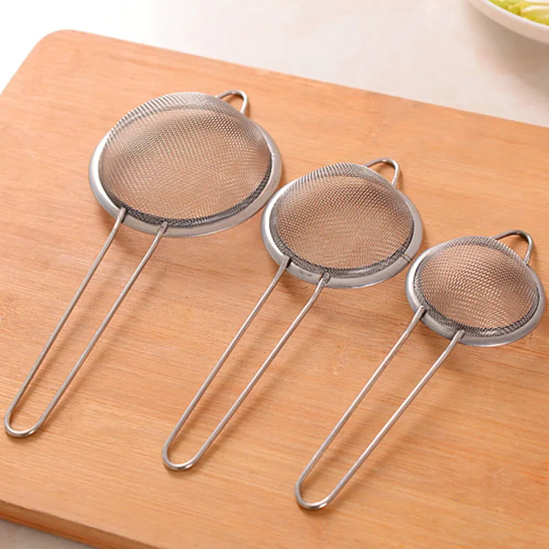 Stainless Steel Fine Mesh Strainer Sturdy Handle Hook Colander Sifter