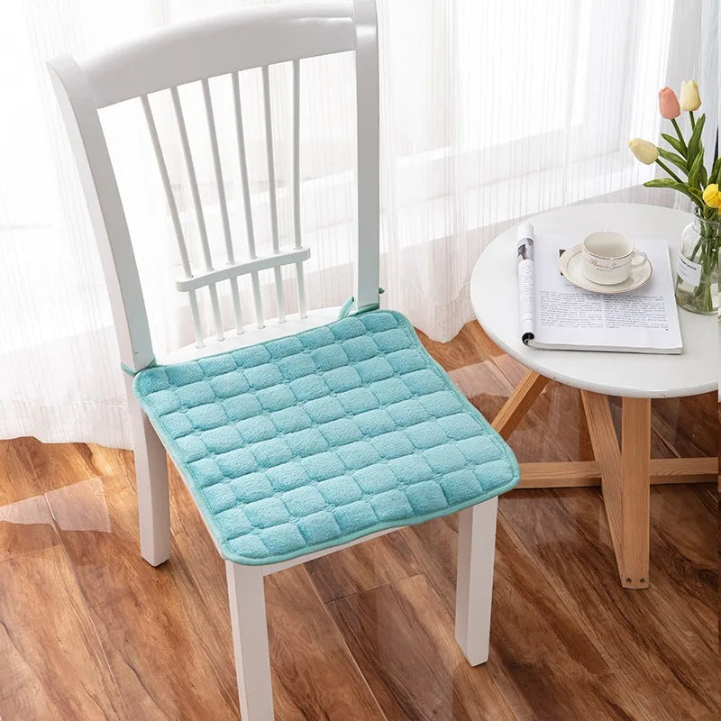 Square Plush Flannel Dining Chair Cushions Shoulder Strap All-season