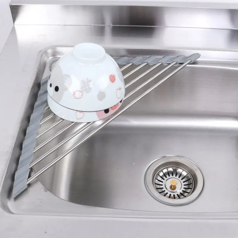 Kitchen Sink Water Filter Rack Foldable Triangular Storage Drain