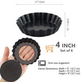 6-Pc Non-Stick Tart & Quiche Pan Set | 4" Carbon Steel Molds