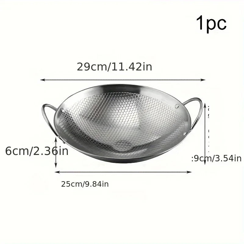 Stainless Steel Honeycomb Skillet Non-stick Handle Scratch-resistant
