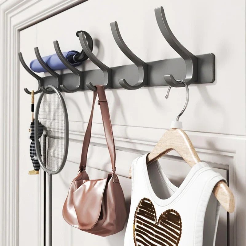 YUNJIEYA 6-Hook Aluminum Wall Hanger | Black White Gun Grey