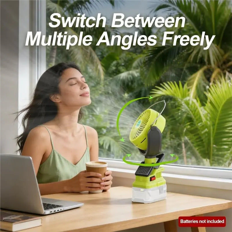 Cordless Clip Fan for Ryobi 18V Battery – Dual USB Portable Fan