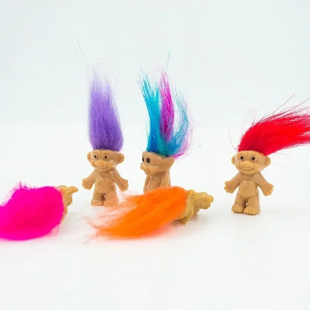 5 Mini Troll Dolls Anime Action Figure Colorful Hair Family Members