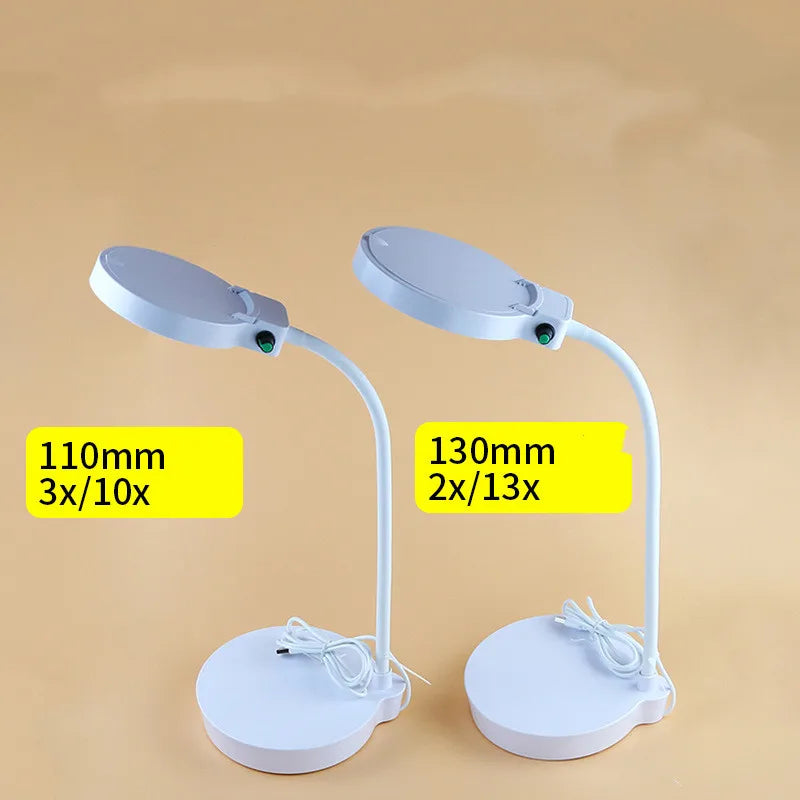 3X 10X LED Magnifying Glass Table Lamp – 36 LED USB Powered