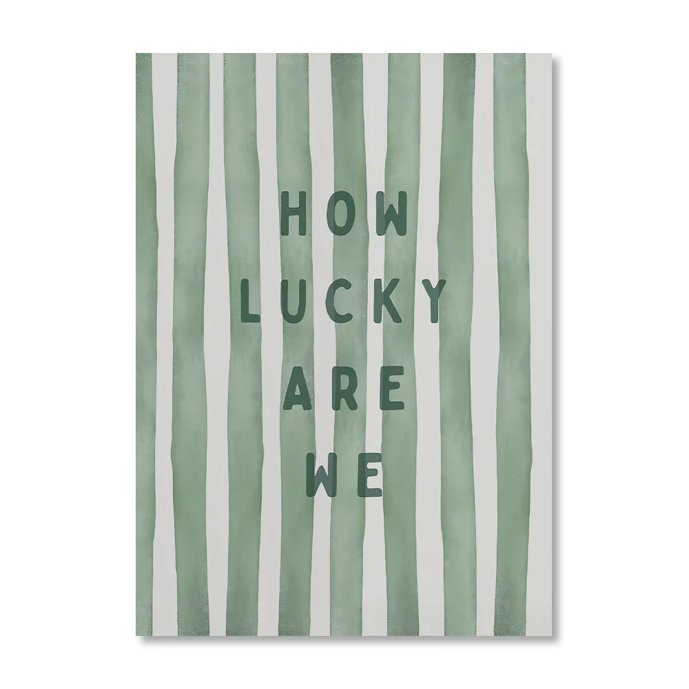 "How Lucky Are We" Unframed Retro Canvas Wall Art Print