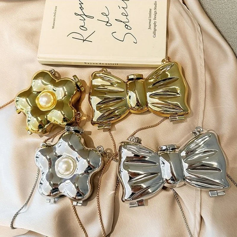 Acrylic Flower Bow Crossbody Bag – Mini Shoulder Bag for Women