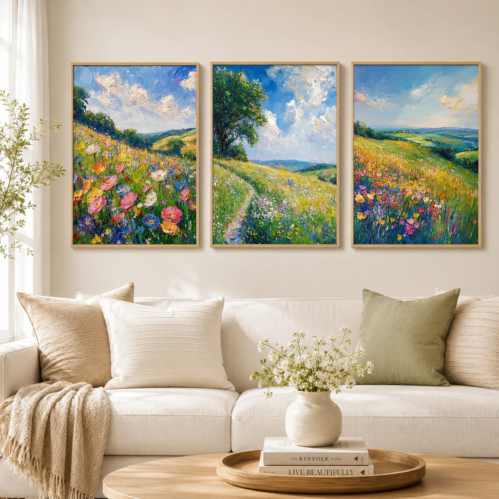 Wildflower Meadow Canvas Wall Art | Spring Landscape Print