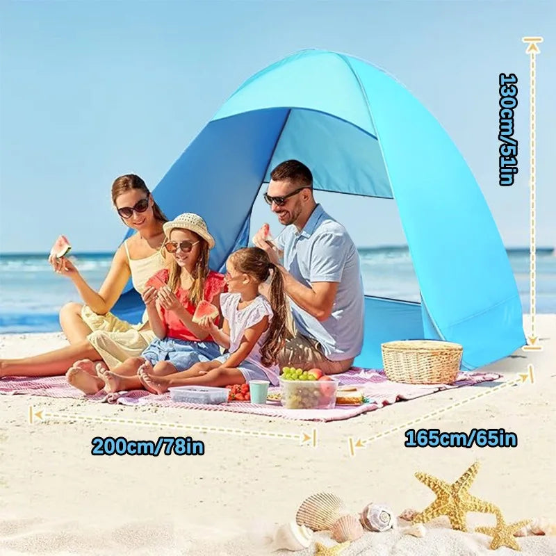 Foldable Beach Shade Tent – Portable Sun Shelter for 3–4