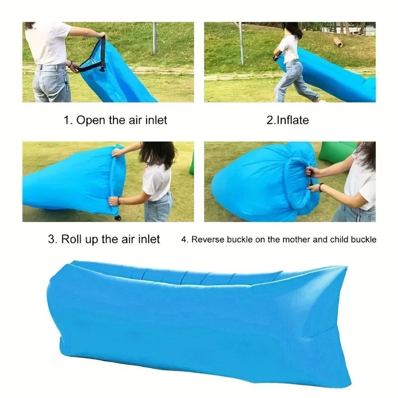 Inflatable Lounger Air Couch | Beach & Camping Chair + Bag