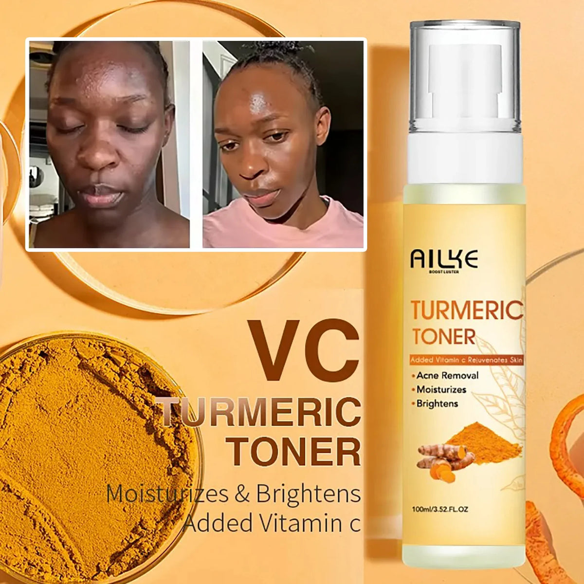 AILKE Organic Turmeric 5-in-1 Skin Care Kit – Brighten & Glow
