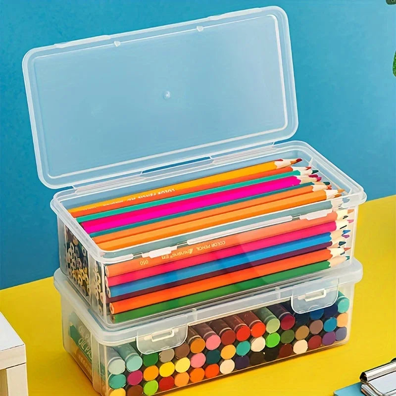 2 Large Capacity Office Transparent Plastic Storage Box Portable Can