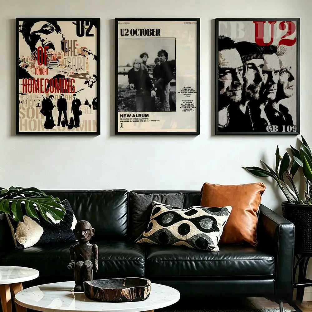 U2 Rock Band HD Wall Poster – Waterproof Self-Adhesive Decor