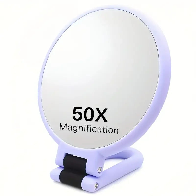 Dual-Sided 1X/50X Magnifying Makeup Mirror | Portable Handheld