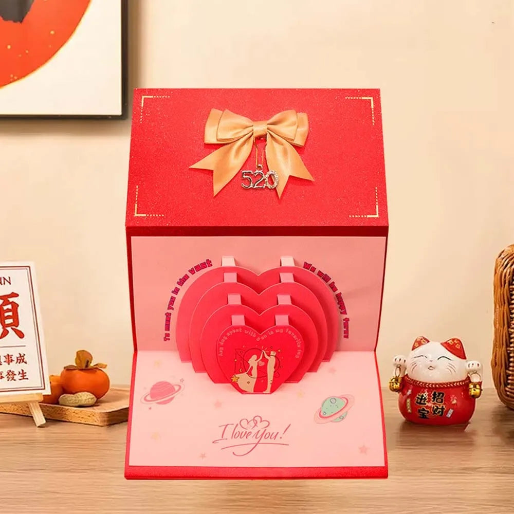 6 10 Slots Birthday Red Envelope Wish Lucky 3D Folding Cake Greeting