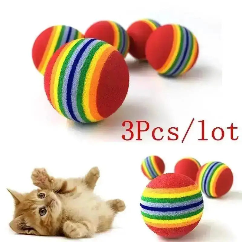 Pet Rainbow Ball Cat Foam Toy Cotton Dog Molar Colorful Supplies Toys