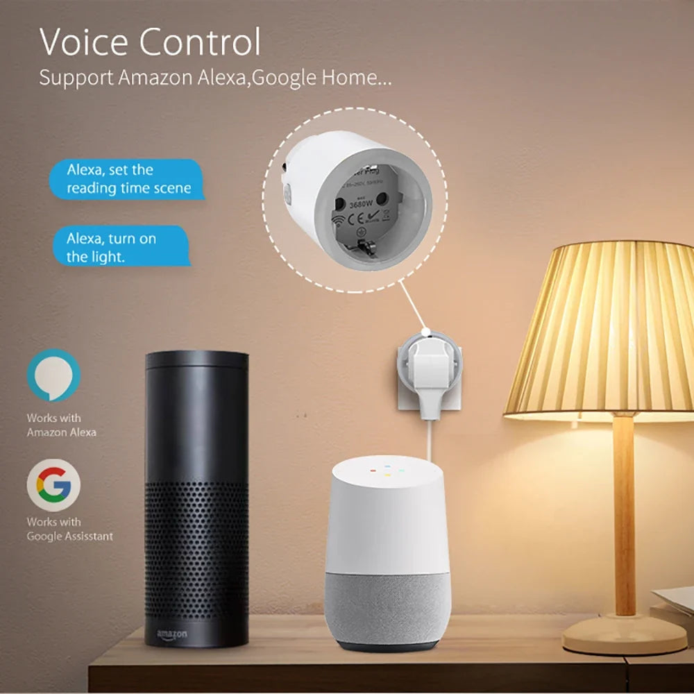 TUYA Smart Plug Matter Wi-fi Socket 16A Timer Outlet Power Monitor