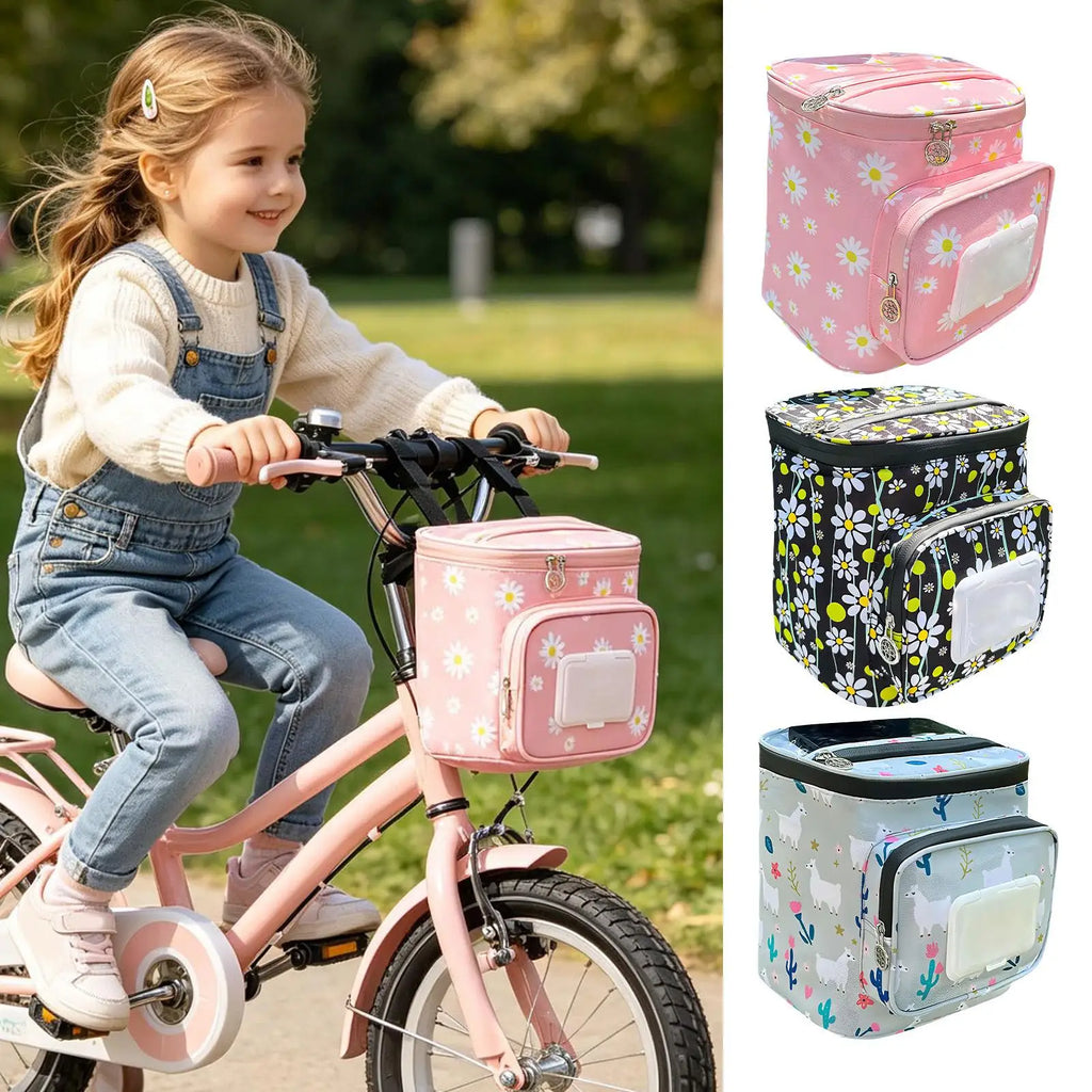 Kids Bike Basket – Waterproof Oxford Cloth Zipper Bag
