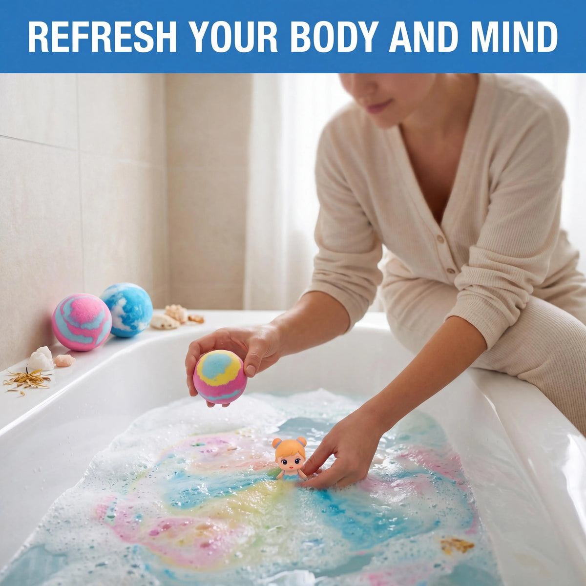 Kids Bath Bombs Set with Surprise Toys – 12 Colorful Spa Balls